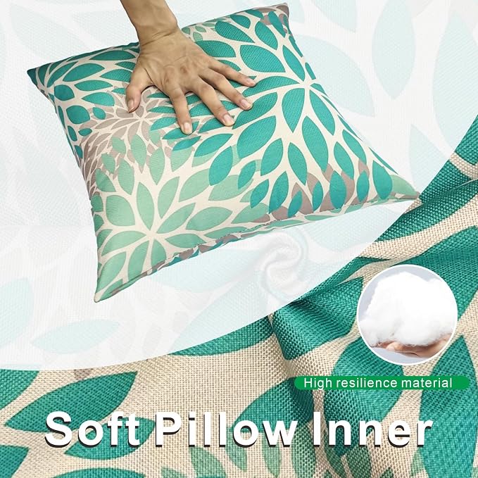 JMGBird 18x18 Throw Pillow Waterproof Outdoor Pillows with Inserts Included | Pack of 2 Waterproof Throw Pillows with Insert 18×18 Inch Weather-Resistant Decorative Cushions for Patio Furniture
