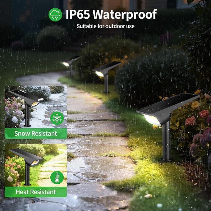 Lightonight Solar Spotlights Outdoor 2 Pack | 3 Color Temperatures Outdoor Lights, Remote Control Landscape Spotlights for Tree, Garden, Pathway, House and Wall Lighting