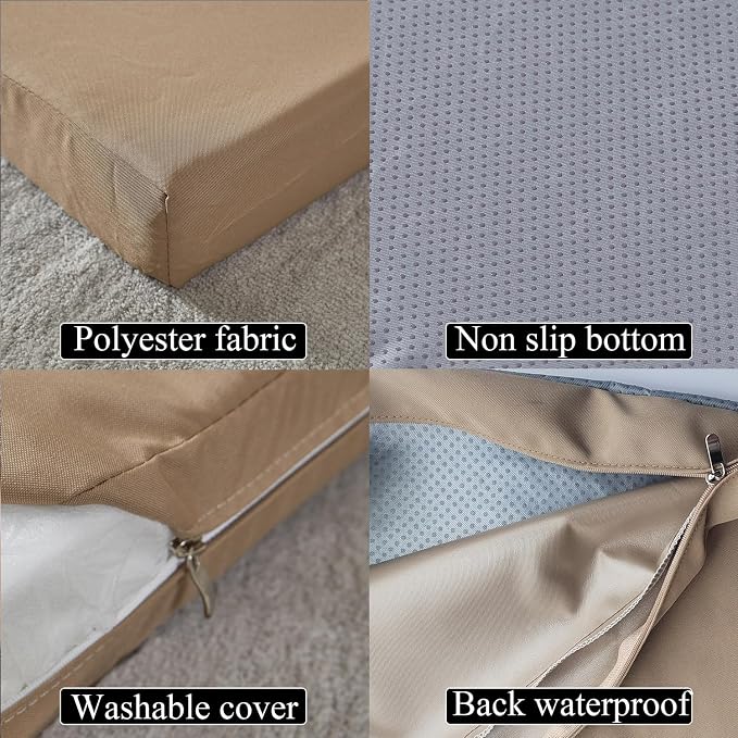 80 x 26 Inches Chaise Lounge Cushions Outdoor Replacement for Pool Side Waterpoof Patio Lounge Chair Cushions, Khaki