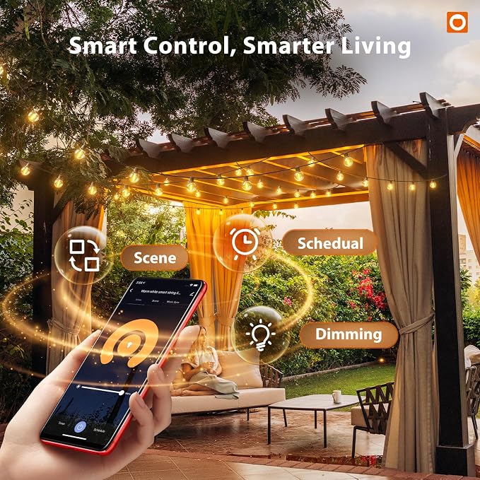 addlon Outdoor String Lights 100FT G40 with APP 54 LED Shatterproof Bulb | Dimmable Patio Globe Light Waterproof, Hanging Smart Outside Lighting for Backyard, Garden, Deck, Balcony, Porch, Café, Decor