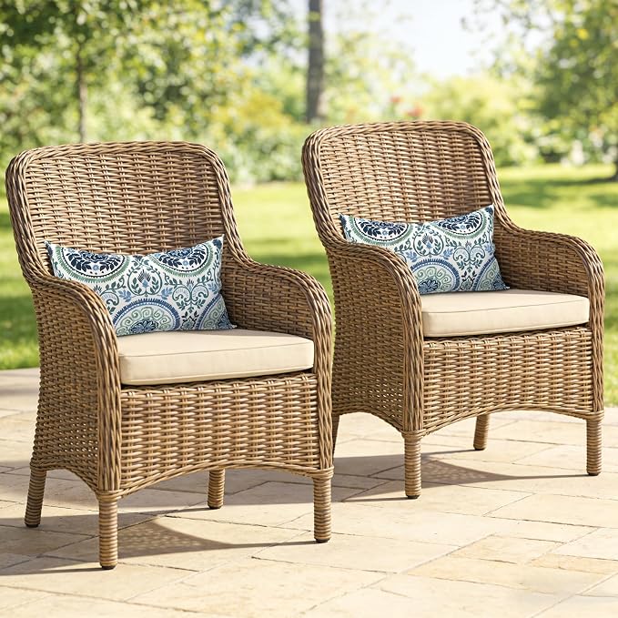 Outdoor Lumbar Pillows 12x20 Inch, Water Repellent Cushion Pillows, Outdoor Pillows with Inserts for Home Garden Pack of 2, Celadon Wreath