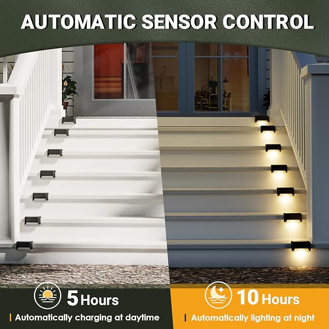 SOLPEX Solar Deck Lights Outdoor Waterproof LED 12 Pack, Warm White | Waterproof LED for Outdoor Stairs, Step, Fence, Yard, Patio, deck and Pathway