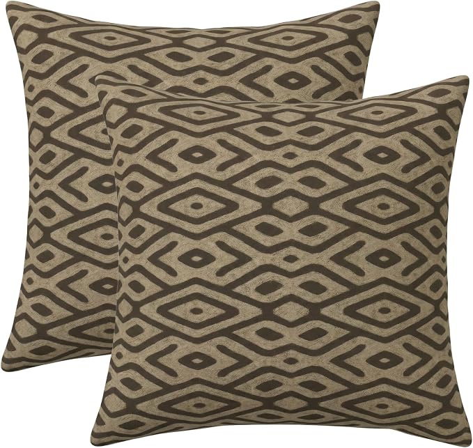 RSH DECOR: Square Throw Pillows Set of 2 | 20" x 20" | Water and Fade-Resistant Performance Fabric | Outdoor Pillow Covers with Down-Alternative Inserts | Made in USA (Madura Mink)