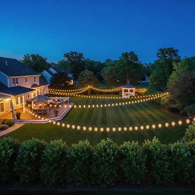 RTTY 300 FT Outdoor String Lights, Waterproof Outside Patio Light 156 Bulbs | Commercial Grade G40 LED Lights, Dimmable Connectable Hanging Lighting for Cafe, Bistro, Porch, Deck, Gazebo,Backyard, 2700K