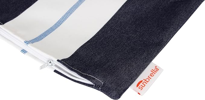 Outdoor/Indoor Sunbrella Throw Pillow Cover Only Square Set of 2 Pieces 20 inch x 20 inch Relate Harbor Stripe - Insert Not Included, Navy