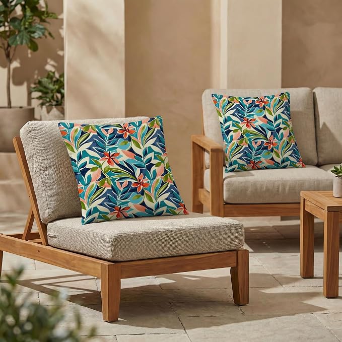 RSH DECOR Square Throw Pillows Set of 2, 20" x 20", All-Weather Pillows, SOMAP Multi, Made in USA