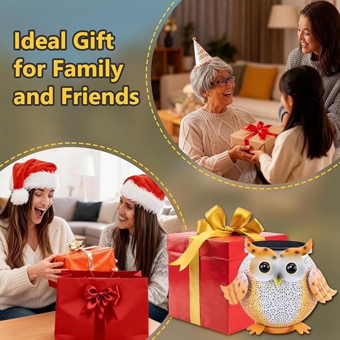 Solar Lantern Outdoor Lights, Cute Metal Solar Owl Lamp with Sound, Waterproof 2 Mode Hanging Solar Owl Lights for Yard Garden Patio Tree Pathway Lawn Outdoor Decorations