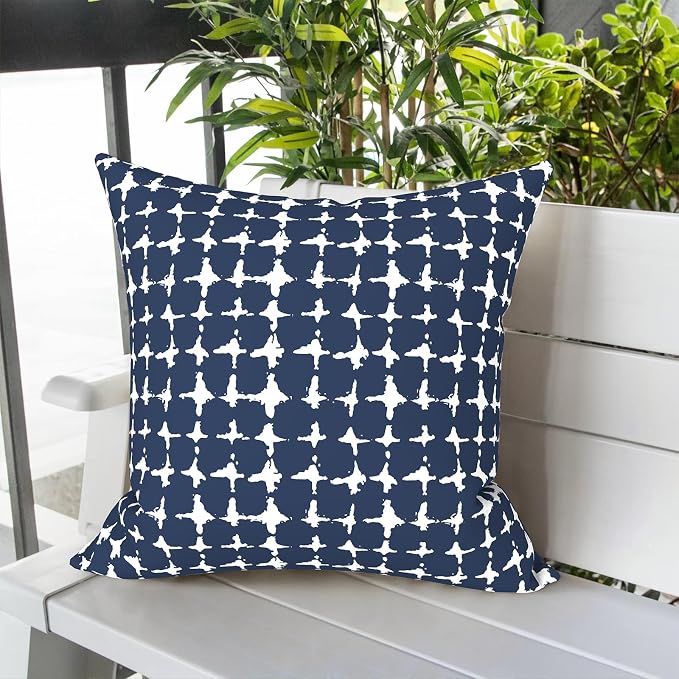 LVTXIII Outdoor Throw Pillows, Decorative Throw Pillows with Inserts, 20"x20" Square Pillows for Bed, Couch, Sofa and Patio Furniture, Set of 2, Tie-dye Navy