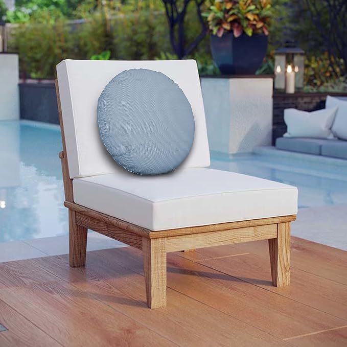 Covers & all Round Pillow Cover, Weather & UV Resistant Water Repellant Protector for Pillows Home Office Living Room Decor Chair Sofa Couch, with Zippers (40" Diameter x 5" H, Sky Blue)