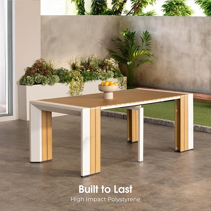 Transformer Table - Extendable Outdoor Dining Set up to 12, Expandable Patio Table, Weather-Resistant Patio Furniture, Space-Saving Sturdy Outdoor Table, Light Oak, Natural (Table Only)