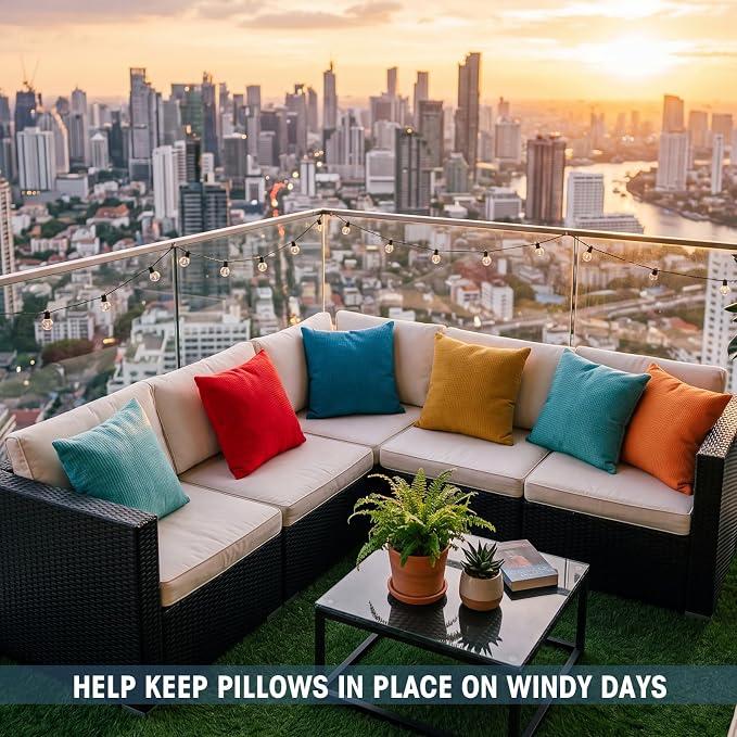 Novabright 4 Pcs Weighted Inserts Strip for Outdoor Pillows Wind Resistant Hidden Weighted Inserts Keep Pillows from Blowing Away Easy to Install Remove for Patio Deck Yacht Balcony Rooftop 17" x 3"
