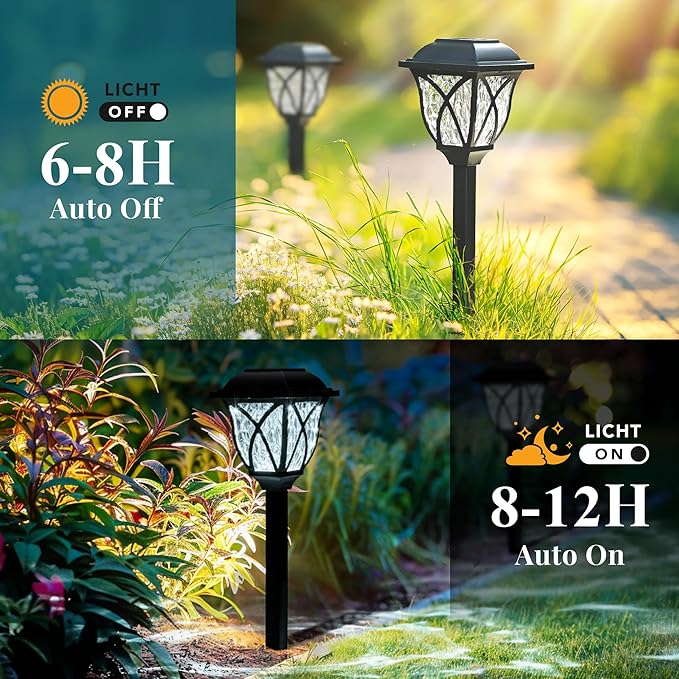 GIGALUMI 6 Pack Solar Lights Outdoor Waterproof, LED Solar Garden Lights | Outdoor Decorations, Garden Decor for Yard, Patio, Landscape, Planter, Walkway (Cold White)