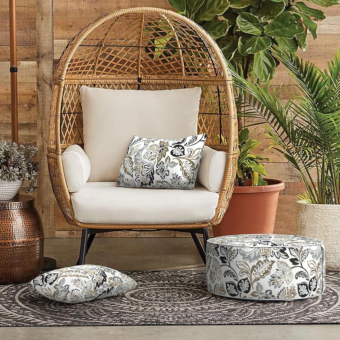LVTXIII Outdoor Lumbar Pillow Covers Only Set of 2 Patio Decorative Pillow Cases, Water Repellent Lumbar Cushion Cases for Sofa, Patio Couch Garden Use, 12x20 Inch, Dailey Tan
