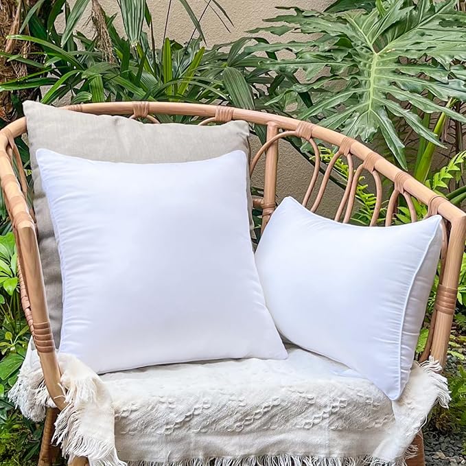 12x20 Waterproof Outdoor Lumbar Pillow Inserts, 2 Pack | Hypoallergenic & machine washable. Soft yet supportive, stays plump. Waterproof protection for patio, sofa, bed, garden.