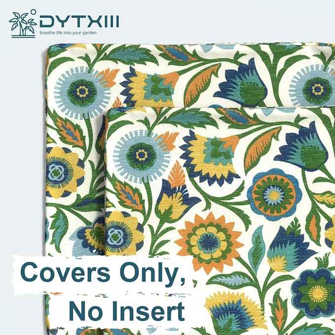 DYTXIII Pack of 2 Outdoor Waterproof Lumbar Pillow Covers ONLY, 12x20 Rectangle Decorative Double Printed Pillow Cases for Patio Couch Porch Furniture - Fiesta Floral