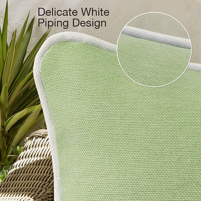 Unimatta Decorative Outdoor Water Repellent Throw Pillows with Inserts, Set of 4, 18" x18" Pillows for Patio, Backyard, Bed, Couch, and Patio Furniture, Seaweed Green