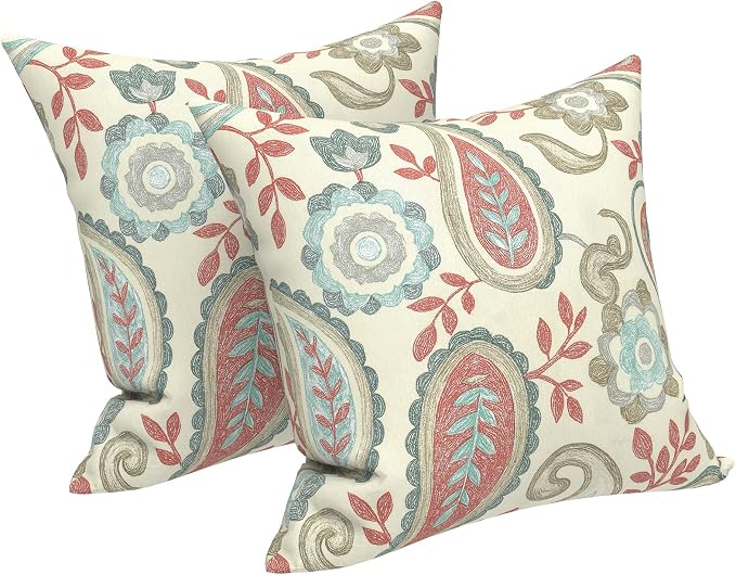 LVTXIII Outdoor Pillows 20x20 Inch, 2 Pack Large Decorative Square Throw Pillows with Inserts for Couch, Bed, Floor Seating, Patio Furniture, Paisley Vintage