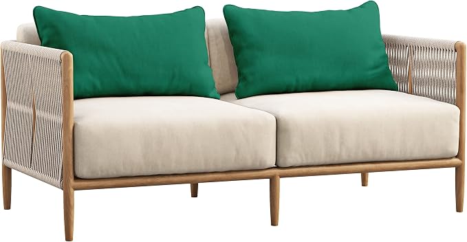 Indoor/Outdoor Polyester Fabric Lumbar Pillow Cover, All-Weather Waterproof Rectangular Cushion Case for Patio Furniture, 12 x 18 Set of 2 -Teal Green
