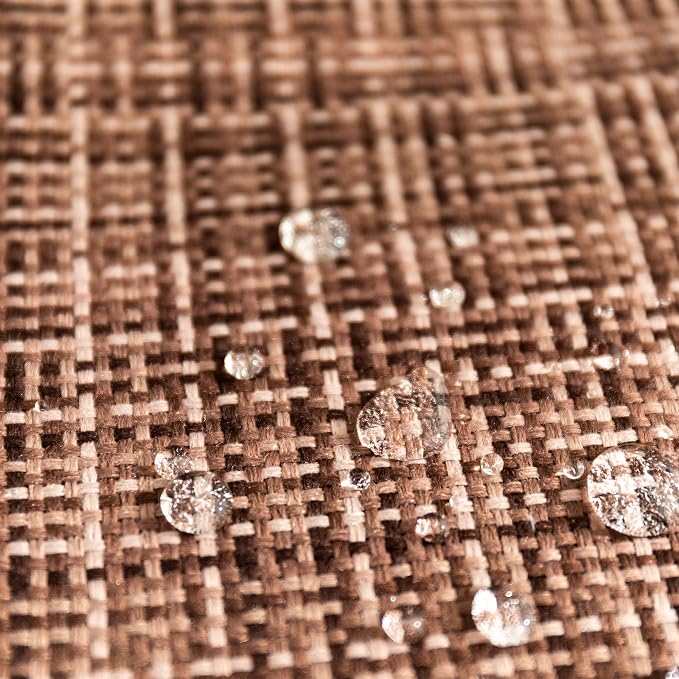 Kevin Textile Outdoor Waterproof 12"x24" Lumbar Pillow Covers 2 Pack, Brown | Water Resistant, Faux Linen Yarn-dyed, Woven Texture Throw Pillow Covers for Tent Patio Garden Couch Sofa