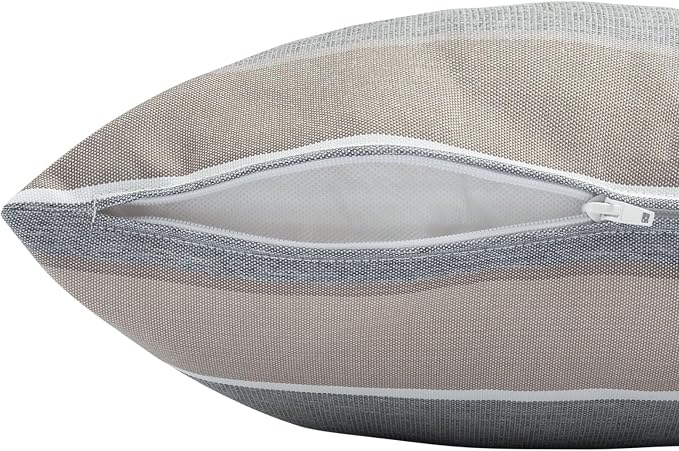 FUNHOME Outdoor Throw Pillows Water Resistant 18x18 inch,Decorative Throw Pillow with Insert Set of 2,Hidden Zipper Headrests for Patio Furniture Sofa Couch Chair(Gray Stripe)