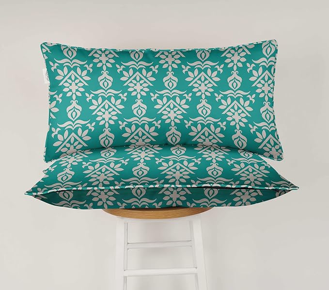 Indoor/Outdoor Polyester Fabric Lumbar Pillow Cover, All-Weather Waterproof Rectangular Cushion Case for Patio Furniture, 16 x 24 Set of 2 - Block-40