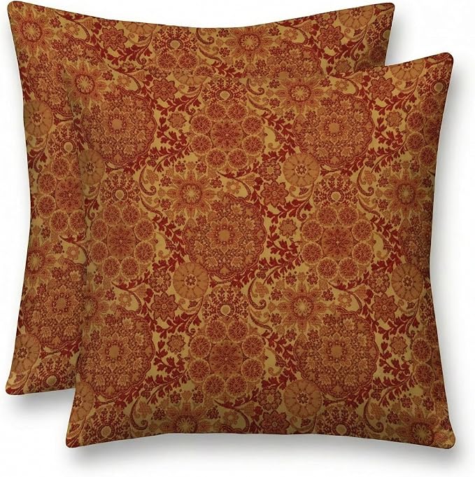RSH DECOR: Outdura Square Throw Pillows Set of 2 | 20" x 20" | Water and Fade-Resistant Performance Fabric | Outdoor Pillow Covers with Down-Alternative Inserts | Made in USA (Marrakech Salsa)
