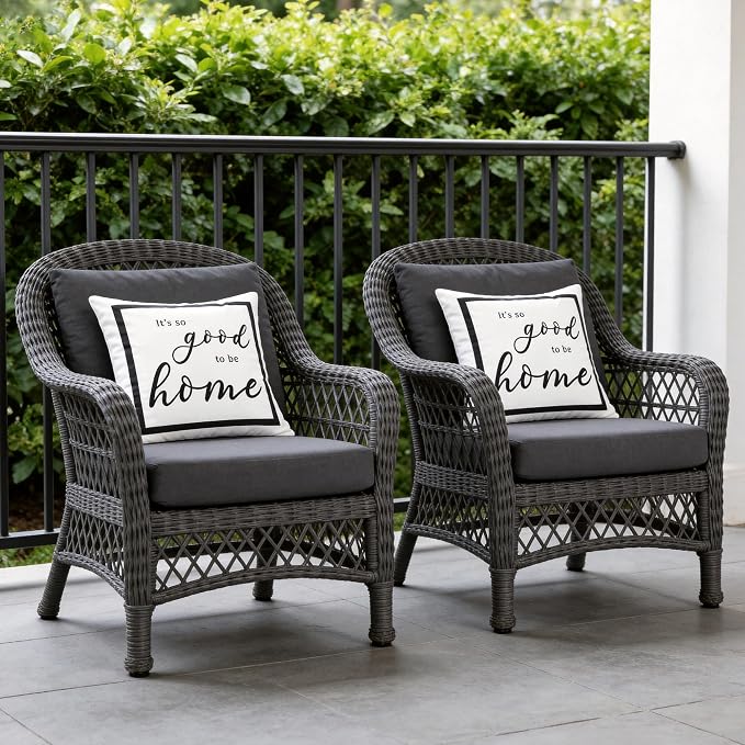 Outdoor Pillow Covers Waterproof 18x18 Inch Set of 2 | Black and White It’s So Good to Be Home Modern Farmhouse Decorative Cushion Cases for Patio Garden Porch Sofa Couch Pool