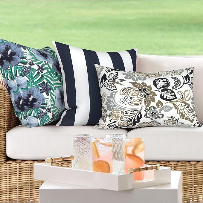 DYTXIII Pack of 2 Outdoor Waterproof Lumbar Pillow Covers ONLY, 12x20 Rectangle Decorative Double Printed Pillow Cases for Patio Couch Porch Furniture - Dailey Tan