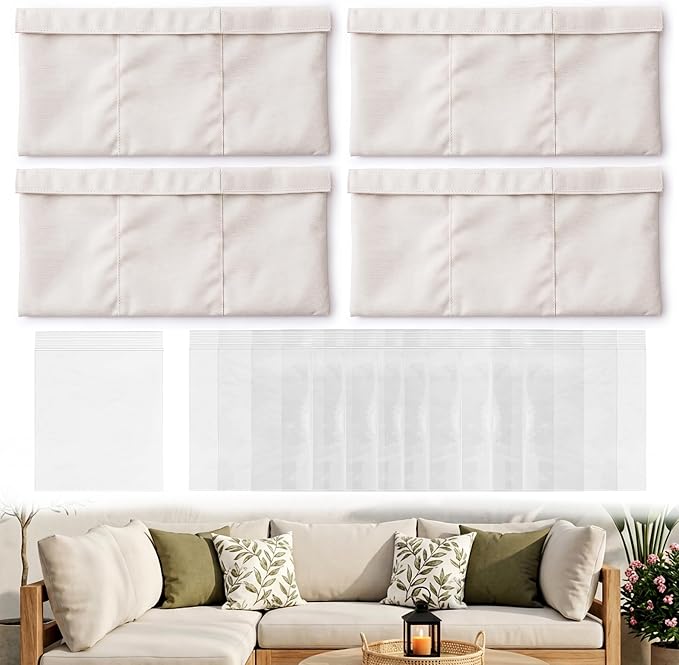 4 Pack Weighted Inserts for Outdoor Pillow,Windproof Waterproof Fillable | Wind Resistant Invisible durable Sandbags Weights keep outdoor pillows securely in place For Patios Furniture,Deck & Yacht