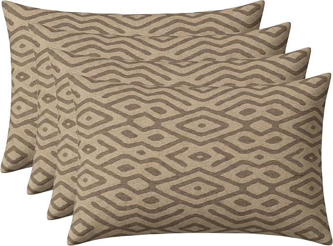 RSH DECOR: Jumbo Lumbar Throw Pillows Set of 4 | 26" x 16" | Indoor Outdoor | Water & Fade-Resistant | Includes Down-Alternative Inserts | Made in USA (Madura Mink)