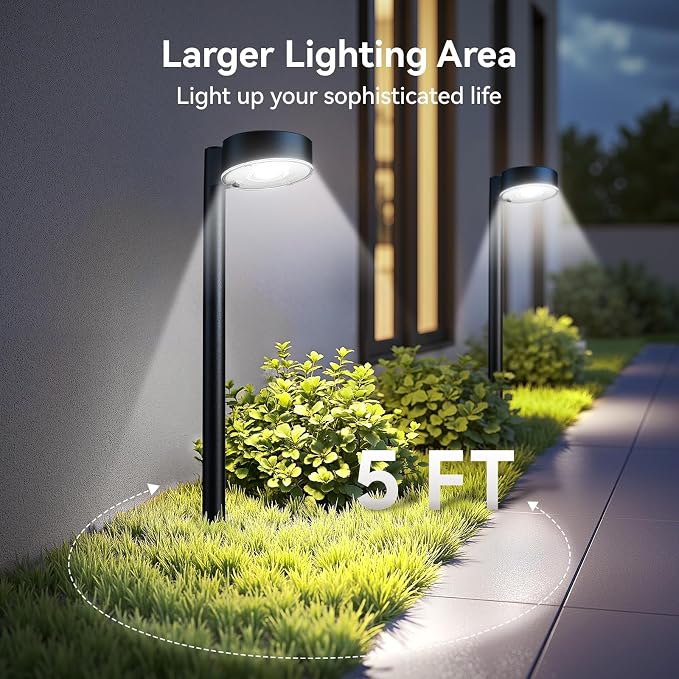 Ahaorigin 8 Pack Solar Pathway Lights Outdoor, 12 Brighter LEDs Solar Lights Outdoor Waterproof, Up to 12 Hrs Modern Path Light for Yard Garden Walkway Driveway Lawn, Cool White