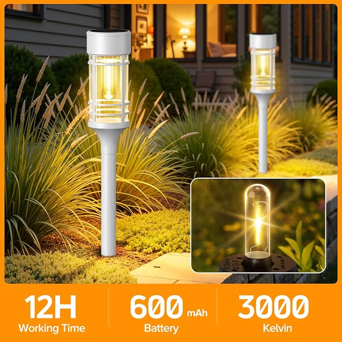 LETMY Solar Pathway Lights Outdoor, 4 Pack Solar Lights Outdoor Waterproof IP65, Bright Garden Light for Yard Walkway Driveway Landscape Garden Decor（White）