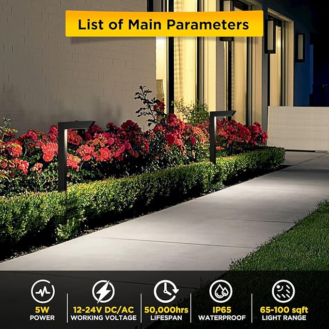 3CCT LED Low Voltage Landscape Pathway Light, 12V Premium 3000K/4000K/5000K Selectable Path Lights Wired, Modern Walkway Lights Outdoor, Higher Housing with Larger Stake (19.71IN, 4pack)