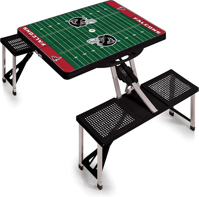 PICNIC TIME NFL Picnic Table Portable Folding Table with Seats and Umbrella
