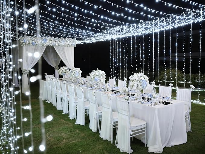 Solhice LED Curtain Lights Outdoor 30ft x10ft Cool White, 720 LED Plug in Hanging Christmas String Lights Indoor, Twinkle Light Backdrop for Outside Backyard Wedding Bedroom Decor (Not Connectable)