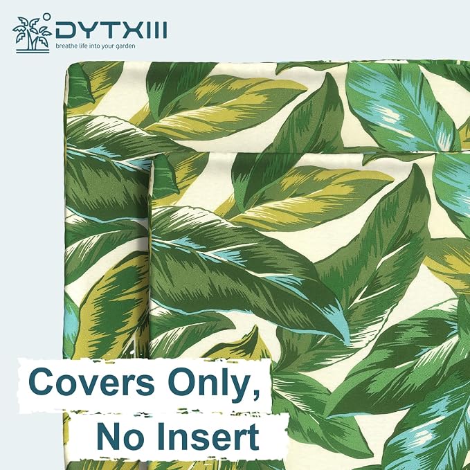 DYTXIII Pack of 2 Outdoor Waterproof Lumbar Pillow Covers ONLY, 12x20 Rectangle Decorative Double Printed Pillow Cases for Patio Couch Porch Furniture - Lush Leaf Jungle