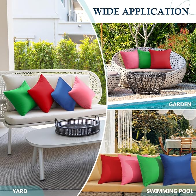 fauson Decorative Farmhouse Waterproof Pillow Covers, Solid Linen Pillowcase Cushion Covers for Patio Garden Balcony Couch Sofa 18x18 inch