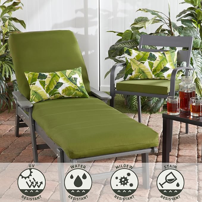 Greendale Home Fashions 2-Pack Outdoor 19x12 inch Rectangle Decorative Throw Pillow, Tropical White