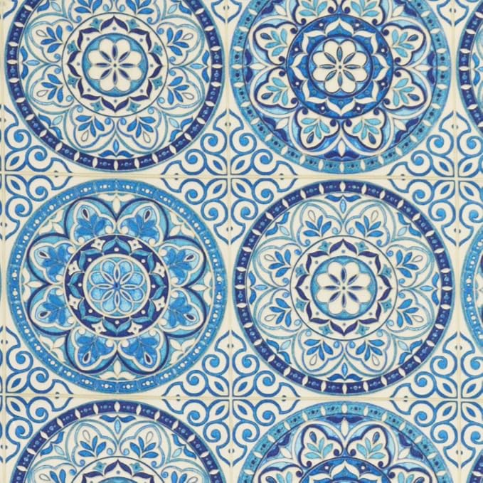 RSH DECOR: Square Throw Pillows Set of 4 | 17” x 17” | All-Weather Spun Fabric | Water and Fade-Resistant | Outdoor Accent Pillows for Patio Furniture | Blue Wheel Indigo