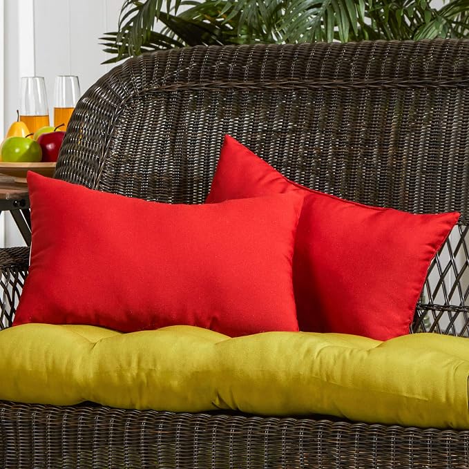 South Pine Porch Outdoor 19x12-inch Rectangle Accent Pillow (Set of 2), Salsa Red