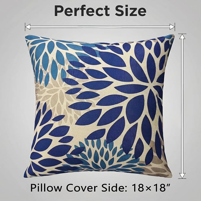 JMGBird Blue Throw Pillows with Inserts Included 18x18 Outdoor Pillows Waterproof