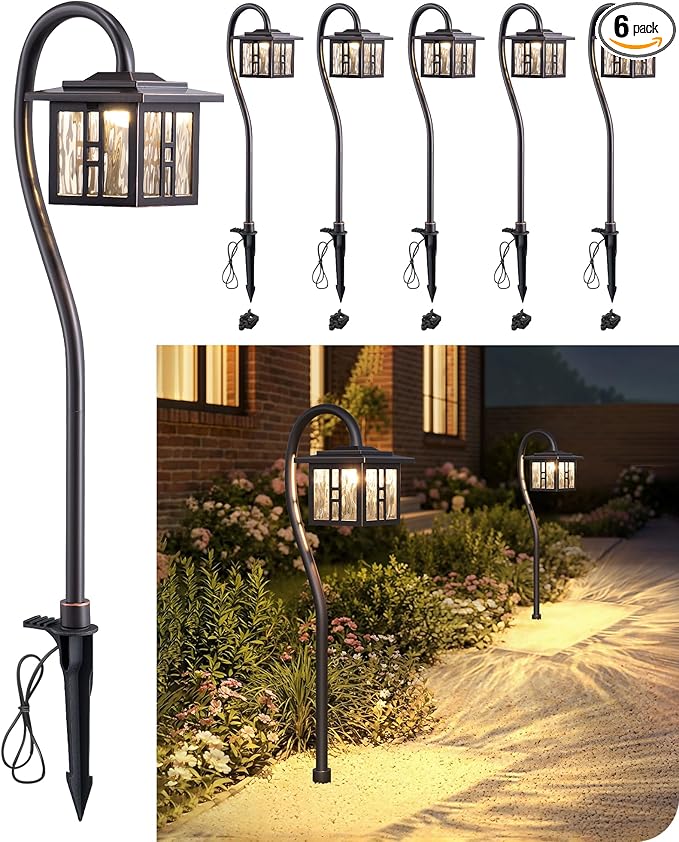 EDISHINE Low Voltage Pathway Lights, Outdoor Landscape Lighting 6 Pack | 3W 185LM, 50,000H, Waterproof Die-Cast Aluminum for Walkway, Driveway, Garden, Path, Yard, Oil-Rubbed Bronze