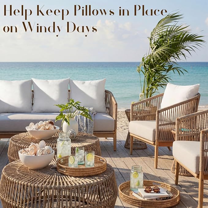 Sieral 2 Pcs 2.2 lb Weighted Outdoor Pillows Inserts, 18" x 18" Patio Waterproof Throw Pillows with 1.1 lb Glass Bead, Waterproof Square Pillow Cushion for Patio Garden Sofa Couch Deck, Yachts, Resort