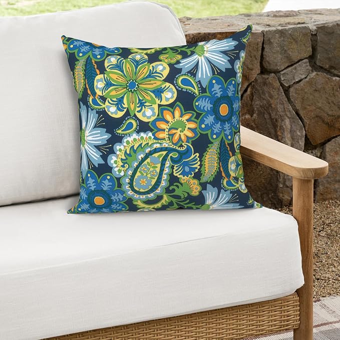Outdoor Throw Pillows 16x16 Inch, Water Repellent Patio Pillows with Inners Set of 2 for Patio Furniture Home Graden, Wonder Garden