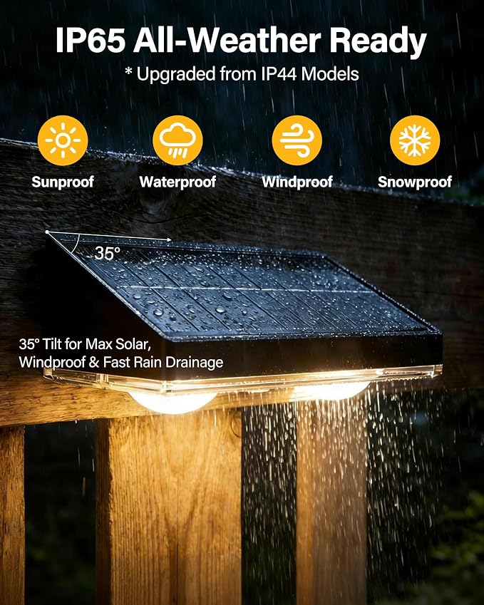 Solar Fence Lights Outdoor, 6 Pack Fence Lights Solar Powered | 85LM Solar Fence Lights, 9 RGB Color Modes, IP65 Waterproof, 12H Dusk to Dawn Glow for Pool/Deck/Patio/Wall/Backyard - Black