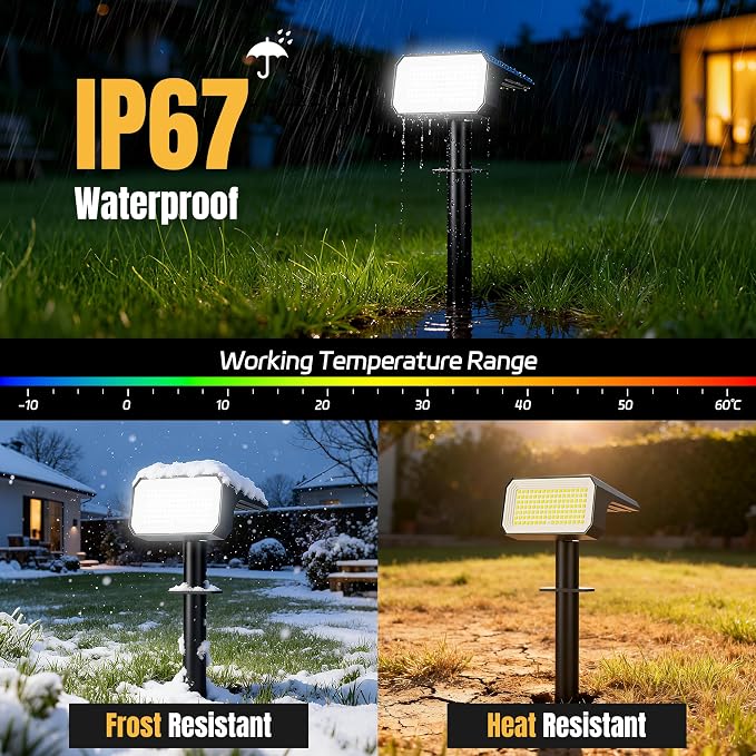 Solar Spot Lights Outdoor Waterproof, 4 Pack, 118 LED Cool White | IP67, 4 Modes Auto On/Off, for Yard Garden Pathway Walkway Tree Patio Driveway