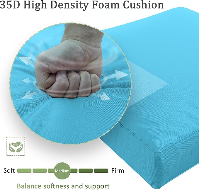 Outdoor Furniture Replacement Cushions, Waterproof Patio Furniture Cushions, 4" Deep Seat Outdoor Sectional Cushion for 3-Seat Outdoors Rattan Sofa Patio Sofa Cushion, Lake Blue