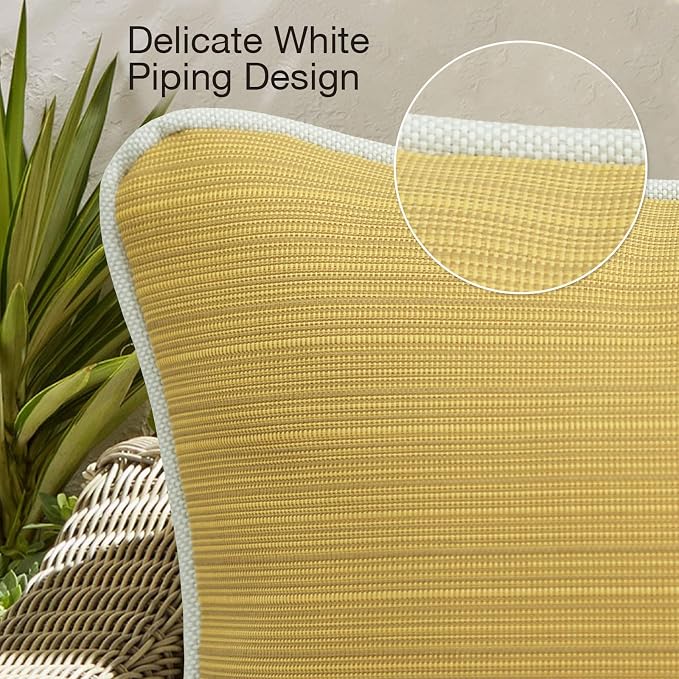 Unimatta Decorative Outdoor Water Repellent Throw Pillows with Inserts, Set of 4, 20" x12" Pillows for Patio, Backyard, Bed, Couch, and Patio Furniture, Yellow Brown