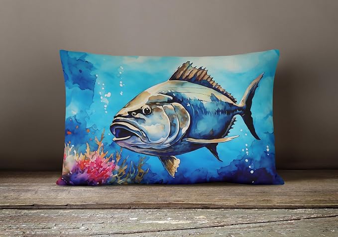 Caroline's Treasures DAC2773PW1216 Bluefin Tuna Throw Pillow Machine Washable, Indoor Outdoor Decorative Pillow for Couch, Bed or Patio, 12HX16W