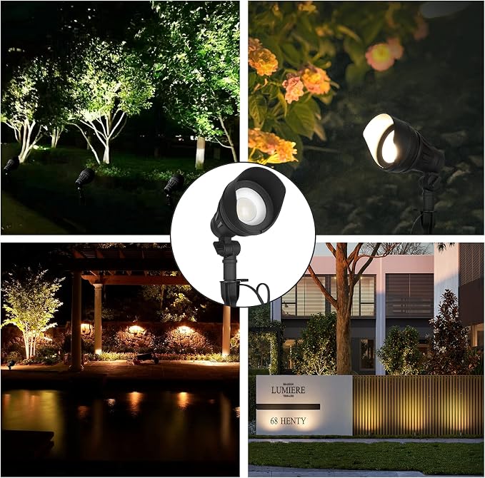 DEWENWILS LED Low Voltage Landscape Lights, 12V Aluminum Outdoor Spotlight | 14W 540LM 3000K, IP65 Waterproof Landscape Lighting for Yard, Garden, House, Tree, Lawn 4 Pack